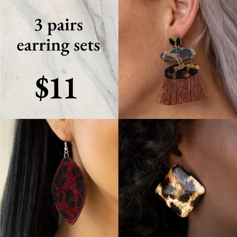 Leopard Print and Tassel Earring Set
